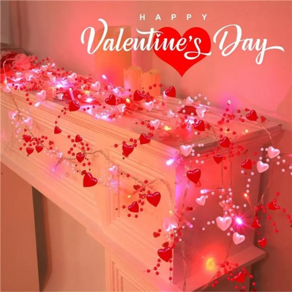 2 Pack Valentines Day Decorations Pink & Red Hearts Lights, Valentine